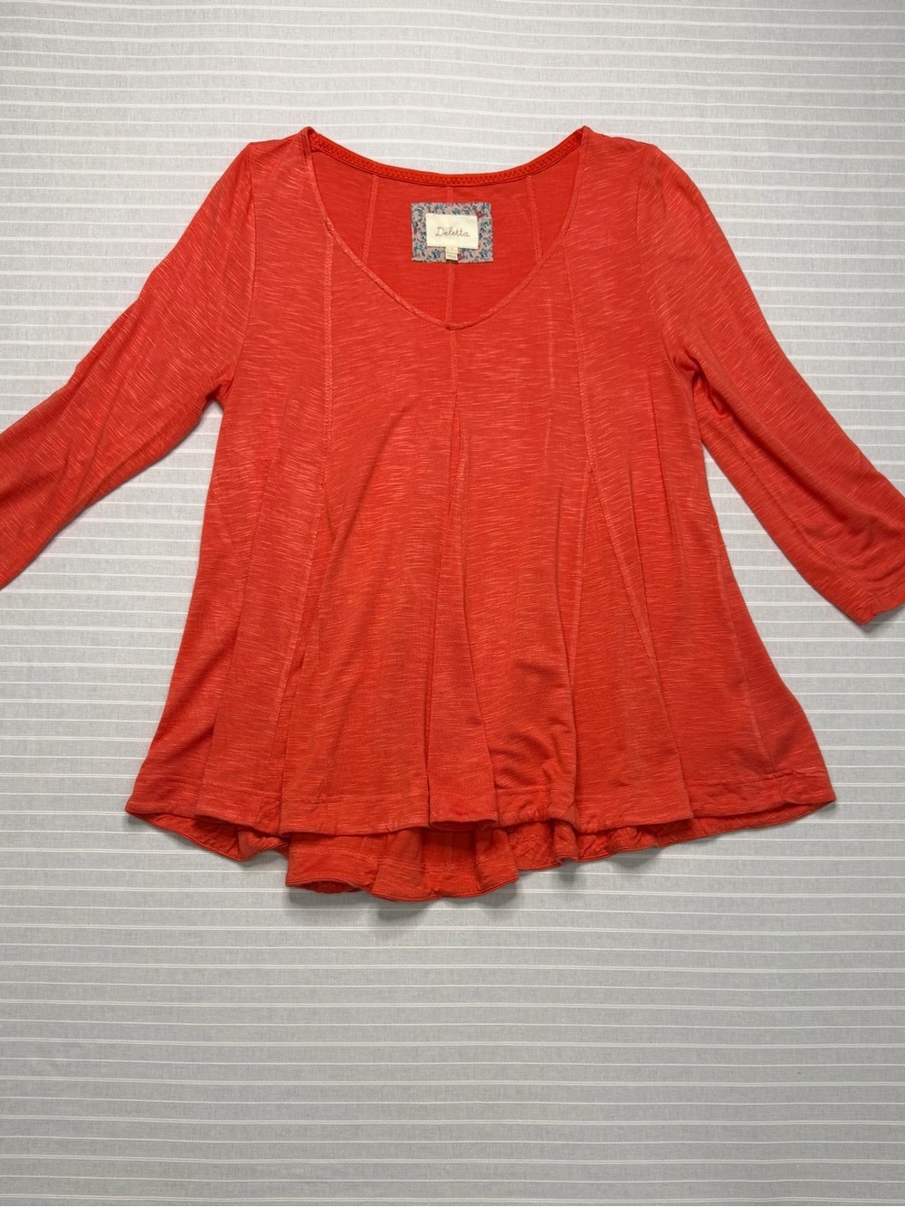 Deletta Anthropologie Rust Orange Swing Top – Size Small 🍂